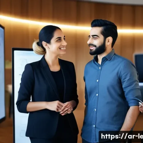 Home 27 리더십 코칭 과정 추천 - **Prompt:** A diverse group of modern Arab professionals, including men and women in smart business ...