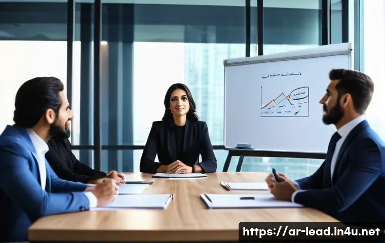 리더십 코치 자격증 취득 과정 - **Executive Leadership Coaching Session in a Modern Arab Office**
A wide shot of a brightly lit,...