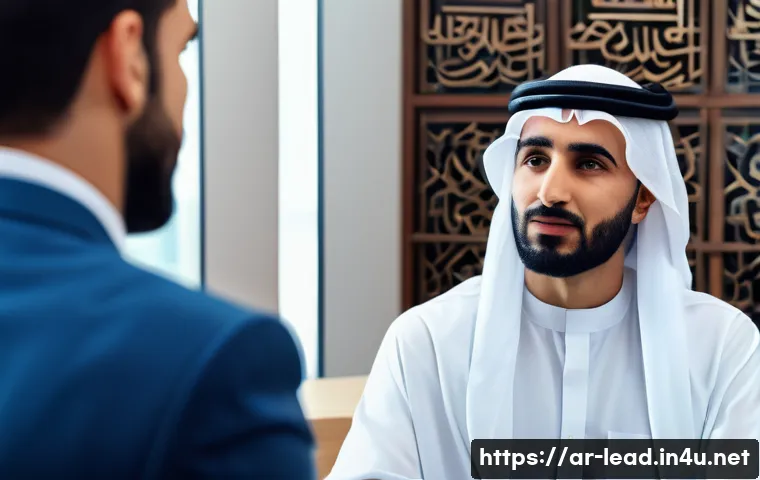 리더십 코칭을 위한 전략 - A professional Middle Eastern business leader attentively practicing active listening in a modern of...